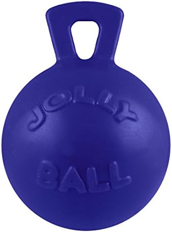 Jolly Pets Tug-n-Toss Heavy Duty Dog Toy Ball with Handle, 4.5 Inches/Small, Blue (445 BL)