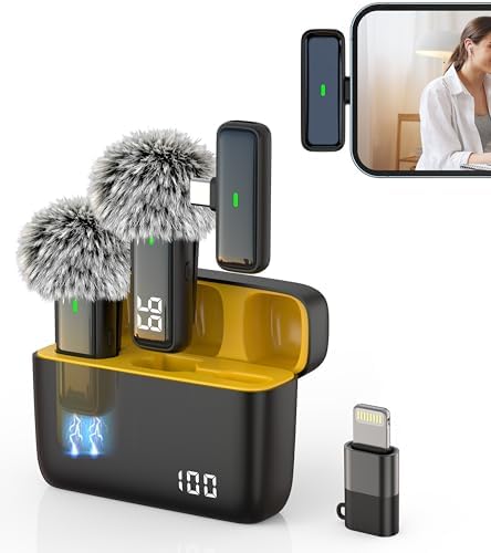 Wireless Microphone for Android Lav Mic USB C Lavalier Microphone Type C Lapel Mic for iPhone 15/16 iPad Video Recording Vlog TikTok Instagram - 24H Charging Case Noise Reduction
