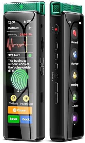 136GB Digital Voice Recorder with Playback, Innioasis R1 Full Touchscreen Voice Recorder with AI Intelligent Transcription and Bluetooth, Voice Activated Sound Audio Recorder Device with Mic (Green)