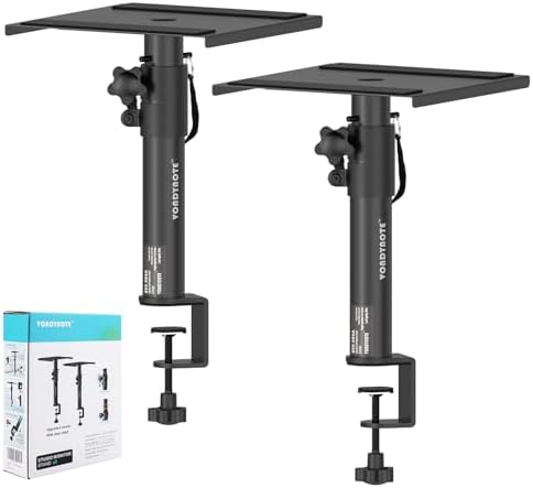 Set of 2 Studio Monitor Stands Desktop Speaker Stands Height Adjustable 12" to 18" Speaker Stands with Desk Clamp