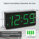 Peakeep Battery Operated Digital Clock, Alarm Clock for Bedrooms - Cordless Large Big Numbers 4 Dimmers for Seniors, Adjustable Volume Loud Alarm Clock for Heavy Sleepers Adults (Green Digits)