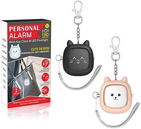 Safe Sound Personal Alarm,2 Pack 130 dB Loud Siren Song Emergency Safety Alarm Keychain with LED Light, Self Defense Siren - Safety Alarm for Women, Men, Children,Elderly (Black/Soft Pink)