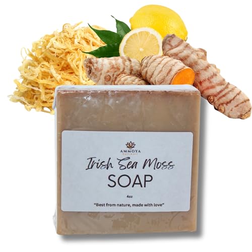 Sea Moss and Turmeric Soap Dr. Sebi, Face and Body Eczema Soap, Natural Skin Brightening Soap (2 Pack)