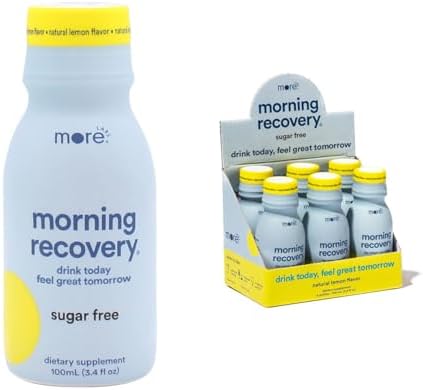 Morning Recovery Electrolyte, Milk Thistle Drink Proprietary Formulation to Hydrate While Drinking for Morning Recovery, Highly Soluble Liquid DHM, Sugar-Free Lemon, Pack of 6