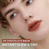 AOU GLOWY TINT BALM Tinted Lip Balm with Natural Gloss Instant Hydration for Chapped Lips 0.12Oz (05 Chocolate Balm)