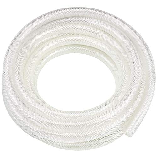 1/2" ID x 5 Ft High Pressure Braided Clear PVC Vinyl Tubing Flexible Vinyl Tube, Heavy Duty Reinforced Vinyl Hose Tubing, BPA Free and Non Toxic