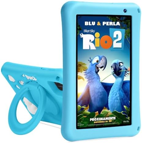 Kids Tablet 7 inch, Android 13 Tablet for Kids, 8GB+64GB, Octa-Core Tablets, 5800mAh, Pre-installed Kids Software, Parental Controls, With Drop Protection Case, WiFi Tablet, Dual Cameras (Blue)