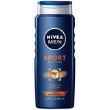 NIVEA MEN Sport Body Wash with Revitalizing Minerals, 16.9 Fl Oz Bottle Pack of 3