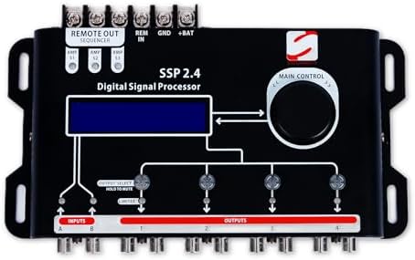 SSP 2.4 Digital Signal Processor & Equalizer – 15-Band Graphic EQ, 2 Input/4 Output DSP, 12 Presets, Built-in Crossover for Car Audio Enhancement