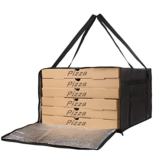 Bodaon Insulated Pizza Delivery Bag, 22" x 22" x 12" Pizza Warmer Bags for Carry Hot, Doordash Bag, Food Warmers for Parties, Pizza Pack Insulation, Pizza Carrier for Door Dash/Grubhub, Black, 1-Pack