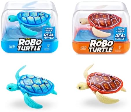 ROBO ALIVE Robo Turtle Robotic Swimming Turtle (Orange + Blue) by ZURU Water Activated, Comes with Batteries, Amazon Exclusive (2 Pack)