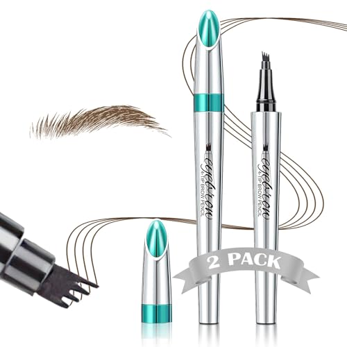 Eyebrow Pencil Eyebrow Microblading Pen - Liquid Eyebrow Pen Micro 4 Point Brow Pen Lift & Brow Pencil Snatch, Eye Makeup Long-Lasting Waterproof Natural Eyebrow Hair 2 PCS (Light Brown)