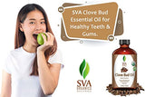 SVA Organics Clove Bud Oil 4oz (118ml) Premium Essential Oil with Dropper for Diffuser, Aromatherapy, Dental Care & Massage