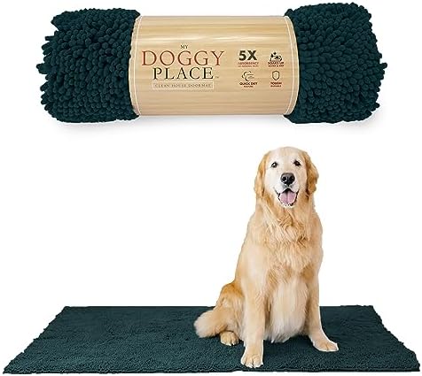 My Doggy Place Microfiber Dog Mat for Muddy Paws, 60" x 36" Teal - Non-Slip, Absorbent and Quick-Drying Dog Paw Cleaning Mat, Washer and Dryer Safe - X-Large/Runner