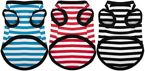 Paiaite 3 Pieces Dog Striped Shirt Light Color Cotton Sleeveless Puppy Dog Shirts Breathable Pet Apparel Tank Top Colorful Puppy Sweatshirt Dog Clothes for Small Medium Dogs XL