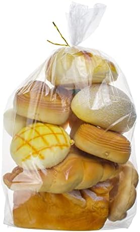 150 Piece Bread Loaf Bags - 8" x 18" Clear Gusseted Poly Bags with Free Twist Ties…