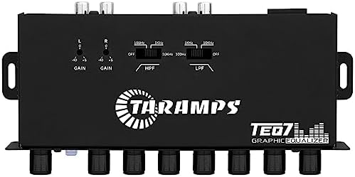 Taramp's TEQ 7 Stereo 7-Band Graphic Equalizer RCA Input 2 Channels HPF and LPF Filters Mute Function Car Audio Mixer Equalizer EQ, Best Control for Car, Boat, Motorcycle - TEQ7 Red