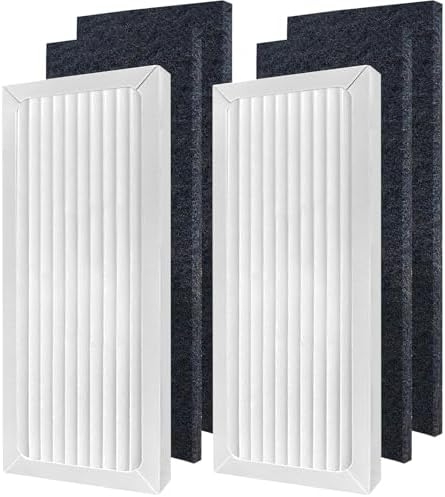 990051000 True HEPA Air Purifier Replacement Filter Compatible with Hamilton Beach TrueAir 04383 04384 04385 04386 Compact Pet Air Purifiers, 2 HEPA Filters and 4 Activated Carbon Pre-Filters