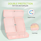 FYY Daily Pill Organizer [Folding Design],2 Pcs 7 Compartments Portable Travel Pill Case Box for Purse Pocket to Hold Vitamins,Cod Liver Oil,Supplements and Medication-Pink