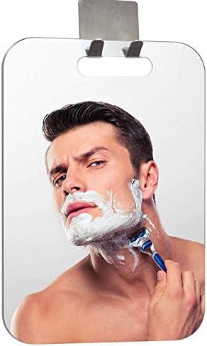 Fogless Shower Mirror (11inX7.48in), Anti-Fog Shower Mirror, Shower Makeup Shave Mirror, Frameless Shower Mirror, Wall Hanging Mirror (Large, Shaver Hook)