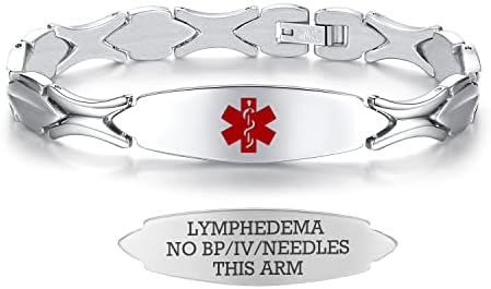 LinnaLove 7 1/2 inch Medical Alert Bracelets for women Stainless Steel Fashion Medical Bracelets Personalized Engraving