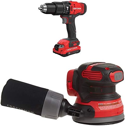 CRAFTSMAN V20 Cordless Hammer Drill Kit with Random Orbit Sander (CMCD711C2 & CMCW220B)