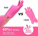 OriStout Disposable Gloves for Women, Pink Vinyl Gloves Disposable Latex Free for Cooking, Food Prep, Cleaning, Hair Dye, Tattoo, Medium Duty, Touch Screen, Medium, 200 Pack