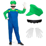 Sea Suntime Adult Costume Men Halloween Costume Cosplay Plumber Jeans Jumpsuit Hat Moustache Gloves