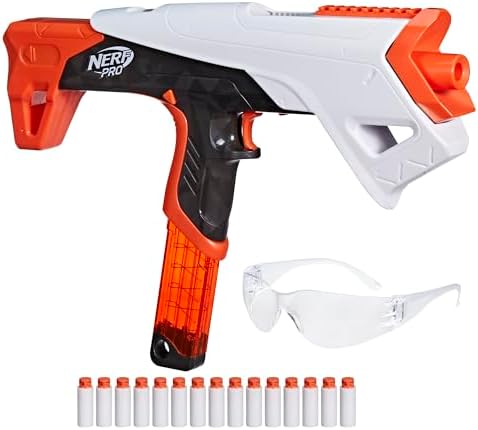 Nerf Pro Torrent Half-Length Dart Blaster, 150 FPS, 15 Nerf Pro Half-Length Darts, 15-Dart Magazine, Pump Action, Eyewear, Gifts for Teens, 14+