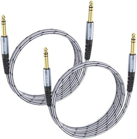 1/4 Inch TRS Instrument Cable 3.3 FT 2-Pack, Quarter inch Audio Cable, 6.35 Balanced Interconnect Line for Electric Guitar, Bass, Keyboard, Mixer, Amplifier, Speaker, Electric Mandolin