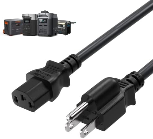 Heavy-Duty Power Station Charging Cable, Fast Charging Cable for Jackery Explorer 2000/1500/1000 Pro,Ecoflow Delta/River Series,Bluetti EB3A;Anker 757/767,125Volt 15Amps Universal AC Power Cord (10FT)