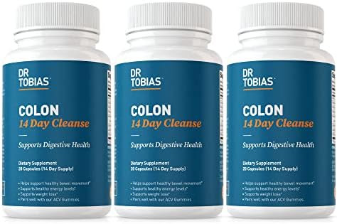 Dr. Tobias Colon 14 Day Cleanse, Advanced Gut Cleanse Detox for Women & Men with Cascara Sagrada, Psyllium Husk, Senna Leaf & Probiotics, Non-GMO Colon Cleanse, 3 Bottles of 28 Capsules (1-2 Daily)
