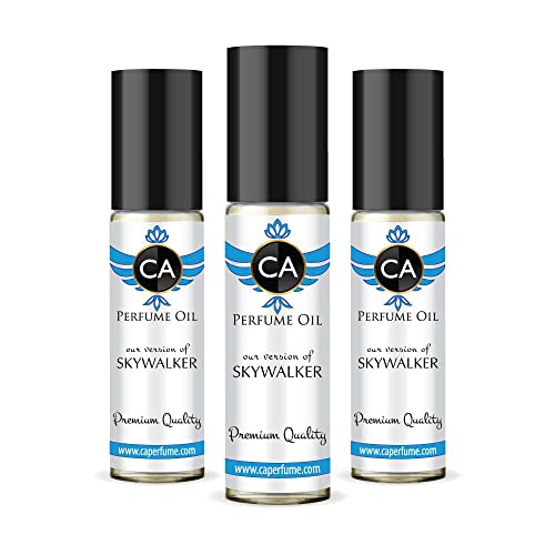 CA Perfume Impression of M.Blanc Skywalker For Men Replica Fragrance Body Oil Dupes Alcohol-Free Essential Aromatherapy Sample Travel Size Concentrated Long Lasting Attar Roll-On 0.3 Fl Oz-X3