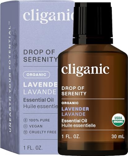 Cliganic Organic Lavender Essential Oil, 1oz - 100% Pure Natural Undiluted, for Aromatherapy Diffuser | Non-GMO Verified