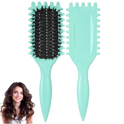 Curl Brush, Curl Defining Brush,Curl Brush Styling Brush for Detangling, Shaping and Defining Curls, Reduce Pulling - Great Hair Shaping Tool for Women and Men (Green)