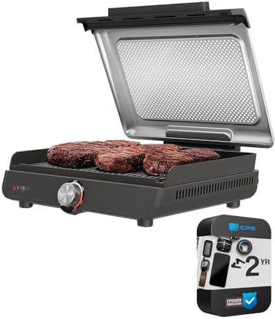 Ninja GR100 Sizzle Smokeless Indoor Grill (Renewed) Bundle with 2 Year Enhanced Protection Pack