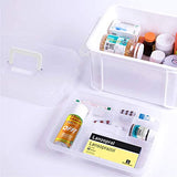 Portable handled medicine first aid box plastic medicine basic organizer holder. Family small safety emergency medical storage box kit travel, car, home, camping, office, vehicle + pill cutter (empty)