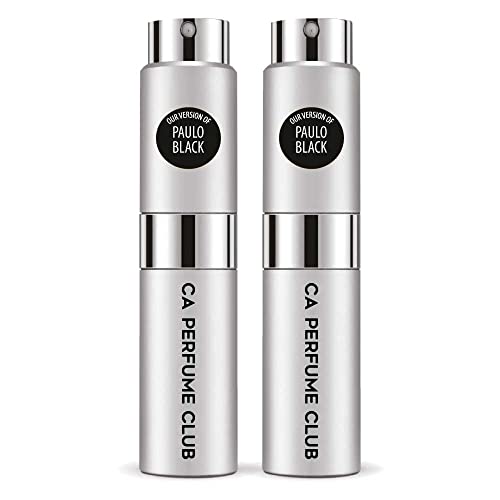 CA Perfume Impression of R. Lauren Paulo Black For Men Replica Version Fragrance Dupes Concentrated Long Lasting Eau de Parfum Spray Refillable Atomizer Bottle 0.27 Fl Oz-X2