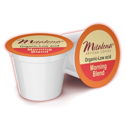 Mitalena Artisan Coffee Morning Blend, Low Acid, Medium Roast, Organic Coffee Pods For Keurig K-cup Coffee Maker - 72 K Cups - 100% Arabica Gourmet Coffee - Perfect Coffee For Sensitive Stomach