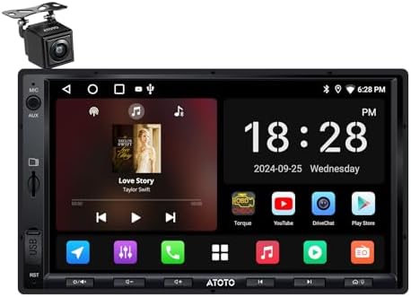 ATOTO 7inch Android Double DIN Car Stereo, Wireless CarPlay & Android Auto, Wi-Fi/Bluetooth/USB Tethering, Car Radio 2G+32G, 24B-EQ DSP, Backup Camera, MirrorLink, FM/AM/GPS/SWC, A5LG2A7T-S01