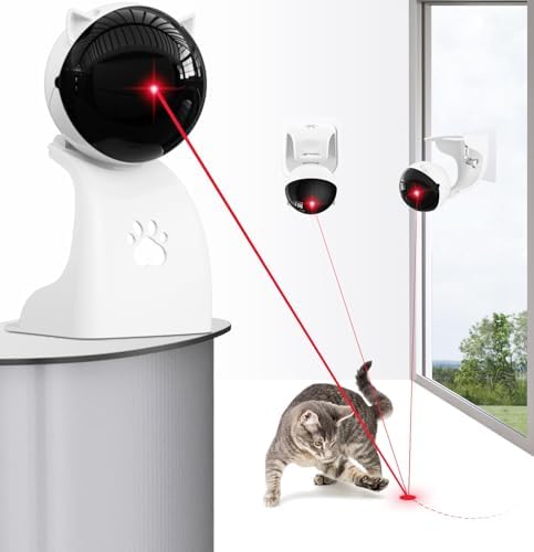Interactive Laser Pointer Cat Toys for Indoor Cats,Cat Laser Toy Automatic for Bored Indoor Adult Cats/Kittens/Dogs,USB Rechargeable,3 Speed Modes(Gray)