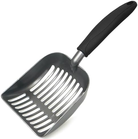 Cat Litter Scoop, Kitty Metal Scooper, Aluminum Alloy Sifter, Kitten Pooper Lifter, Deep Shovel, Long Handle, Poop Sifting, Durable, Heavy Duty, for Litter Box