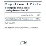 Vital Nutrients Pyridoxal-5 Phosphate | Activated Vitamin B6 | Methylated B6 for Metabolism, PMS, and Menstrual Support* | High-Potency P5P Supplement | Gluten, Dairy, Soy Free | 90 Capsules