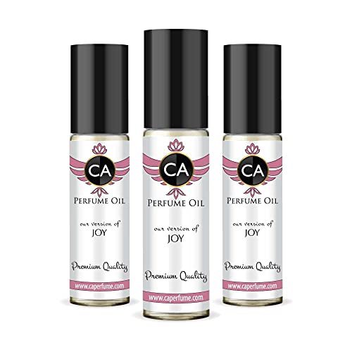 CA Perfume Impression of Christian D. Joy For Women Replica Fragrance Body Oil Dupes Alcohol-Free Essential Aromatherapy Sample Travel Size Concentrated Long Lasting Attar Roll-On 0.3 Fl Oz X 3