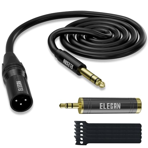 Elecan 6.35mm (1/4 Inch) TRS to XLR Cable 25 Ft Male to Male-Balanced Shielded 3 Pin XLR to 1/4 Quarter inch Cord, Profesional/HiFi Stereo Guitar Cable with 6.35 mm to 3.5 mm Aadpter+Ties