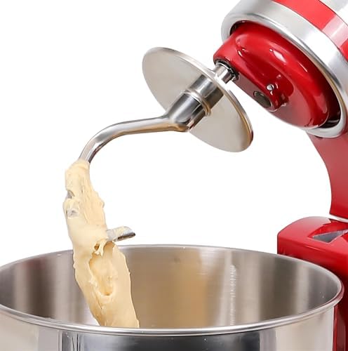 Dough Hook for KitchenAid Tilt-head and 4.5-5.0 Quart Mixers, Polished Stainless Steel Dishwasher Safe Kneading Attachment for Bread,Pasta, Pizza...
