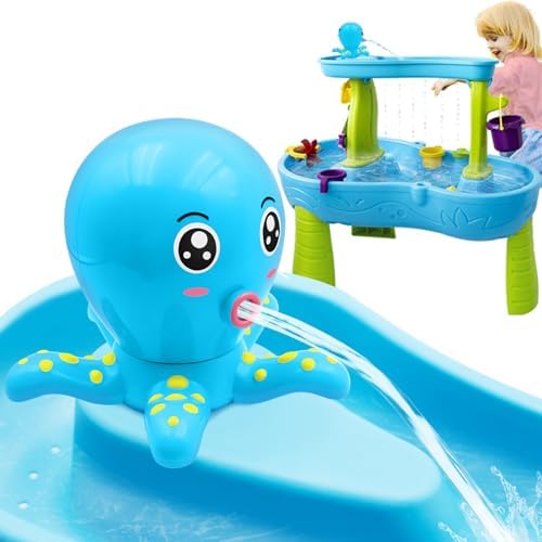 Water Table Pump, Octopus Battery Powered Water Pump for Water Table 3 Hours Non-Stop Fun Summer Outdoor Water Toys Outside Water Play Table Accessories for Toddlers Kids (Blue)