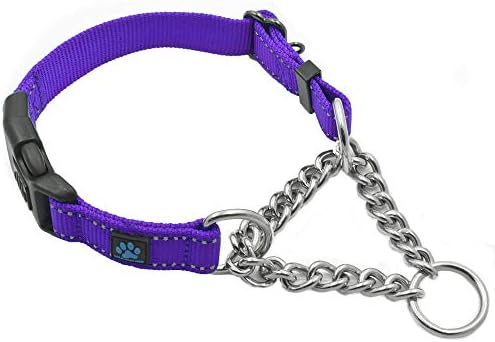 Max and Neo Stainless Steel Chain Martingale Collar - We Donate a Collar to a Dog Rescue for Every Collar Sold (Small, Purple)