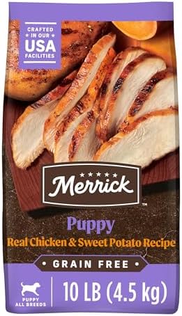 Merrick Premium Grain Free Dry Puppy Food, Wholesome and Natural Kibble with Real Chicken and Sweet Potato - 10.0 lb. Bag