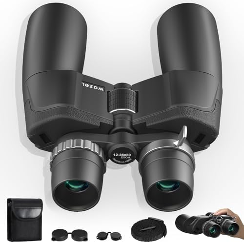 High Powered Zoom Binoculars for Adults - Wozel 12-36X50 HD Professional Binoculars with Large Vision - Waterproof Binocular with Low Light for Bird Watching Travel Hunting Sports Cruise Outdoor